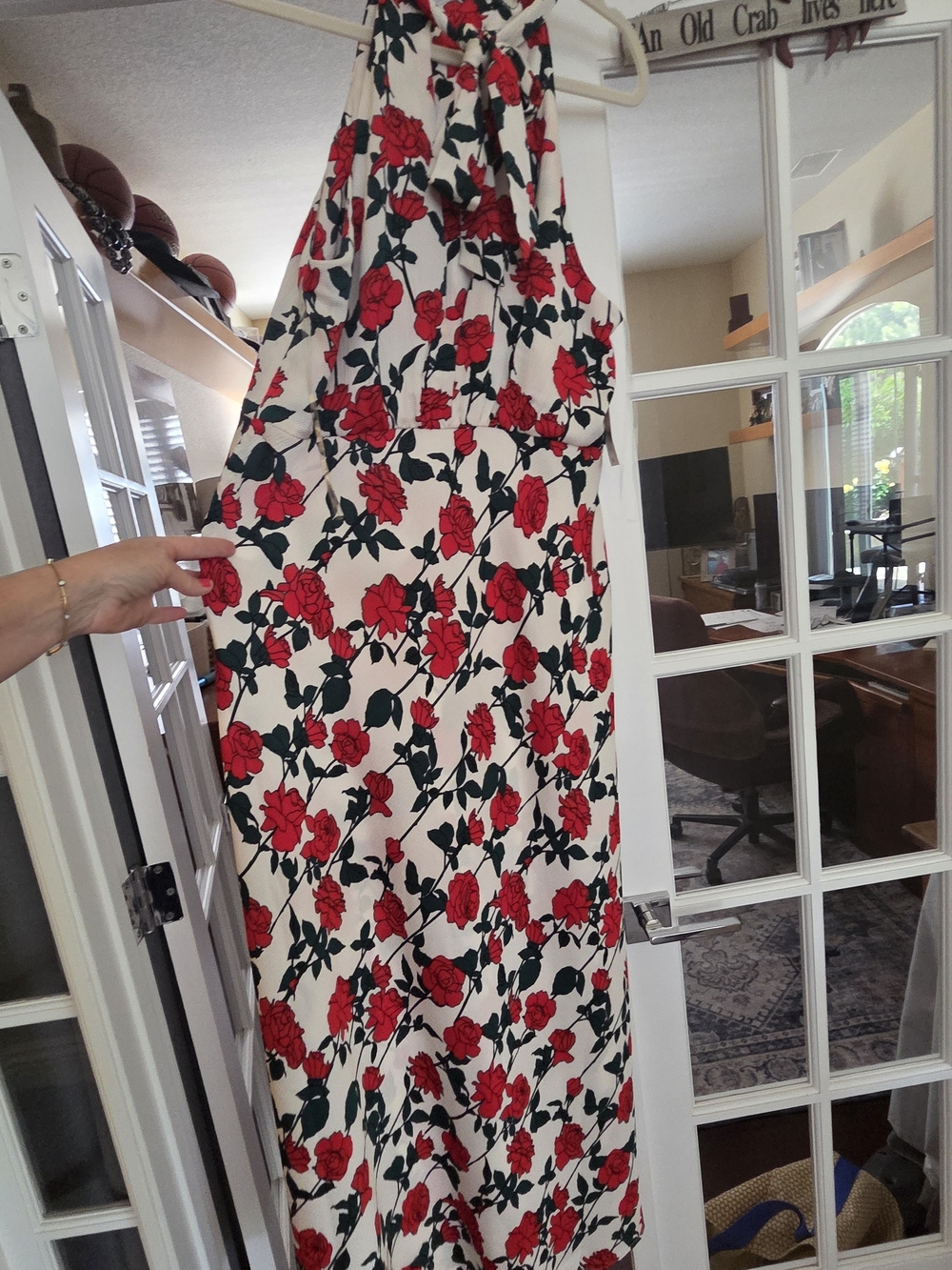 Target White Maxi Dress with Red Rose Print
